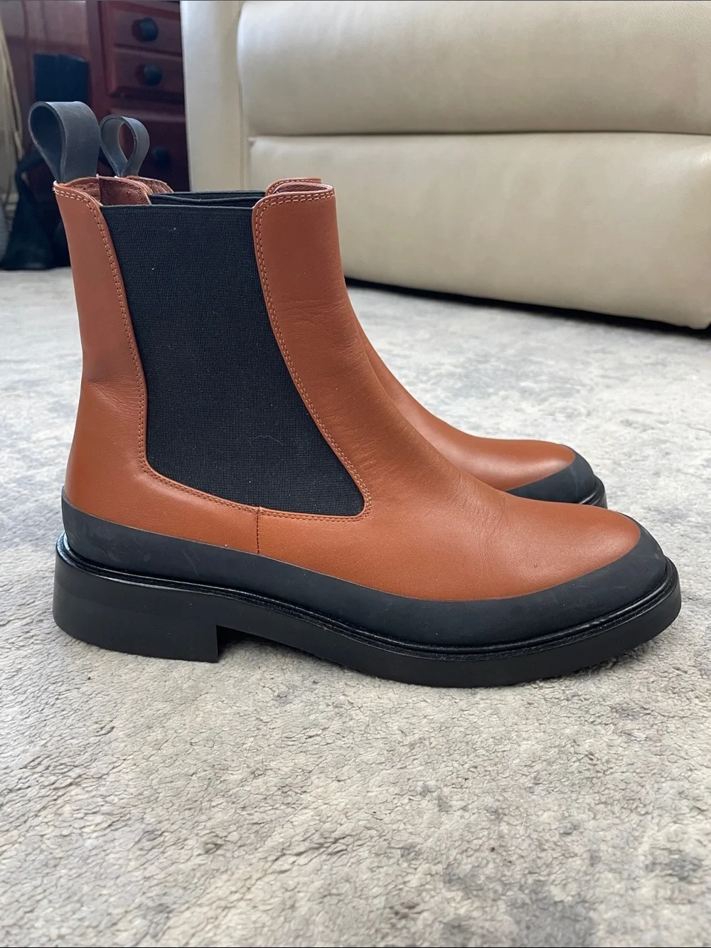 Frame Le Holland Chelsea Boots Ankle Tobacco Brown Sz 38